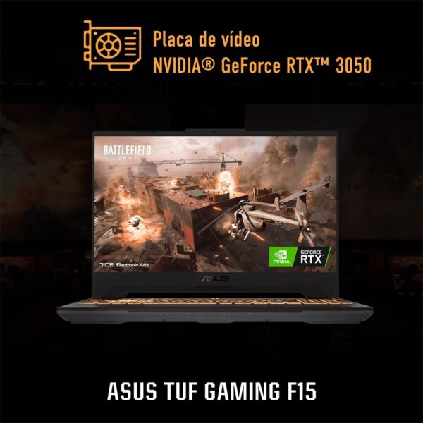 Notebook Gamer ASUS TUF Intel Core i7-12700H, 8GB RAM, GeForce RTX 3050, SSD 512GB, 15.6 Full HD 144Hz, KeepOS, Cinza - FX507ZC4-HN112 - Image 2