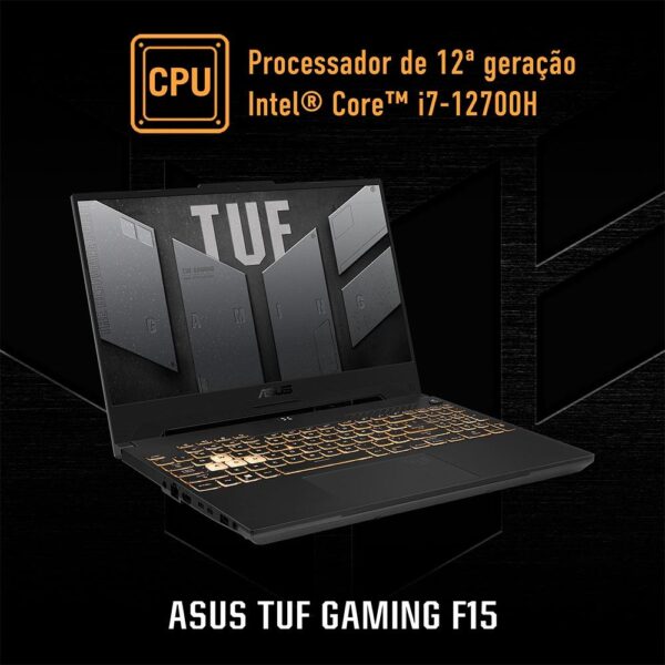 Notebook Gamer ASUS TUF Intel Core i7-12700H, 8GB RAM, GeForce RTX 3050, SSD 512GB, 15.6 Full HD 144Hz, KeepOS, Cinza - FX507ZC4-HN112 - Image 5